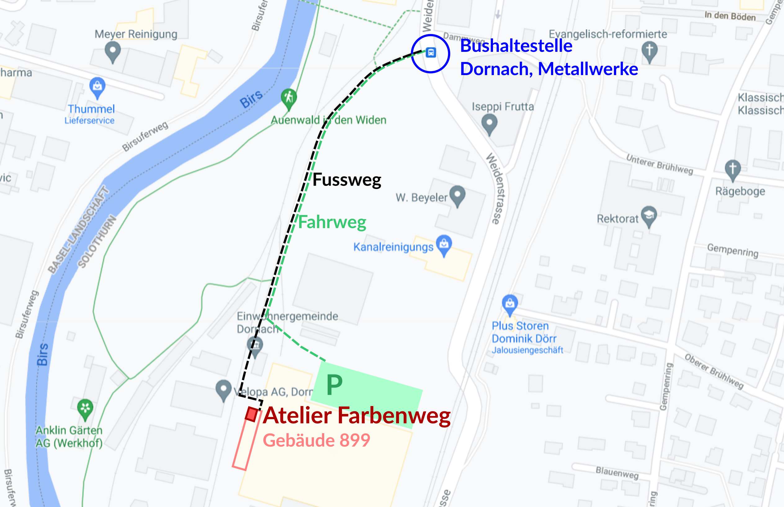 Karte Atelier Farbenweg Dornach